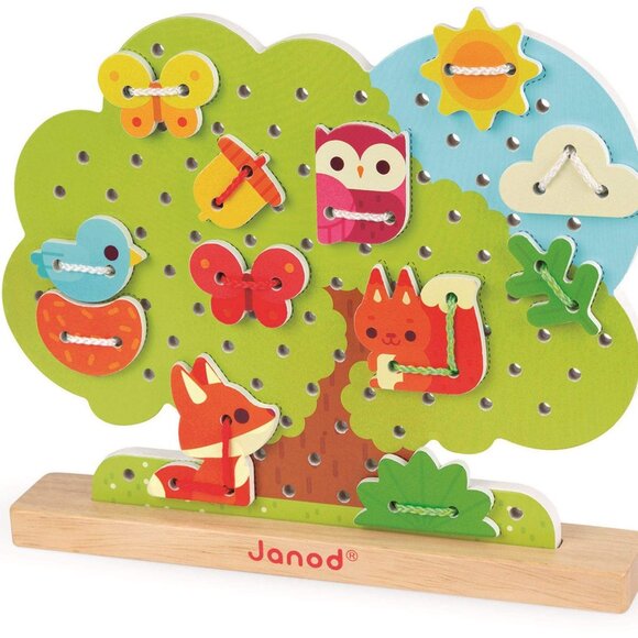 Janod Wooden Lace-up Tree -Hand-Eye Coordination Toy For Age 3+ New in Box - Picture 3 of 15